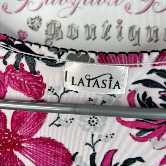 Laiasia tank top ruffle detail Floral Sleeveless Top in Pink black white Gray - Picture 8 of 11